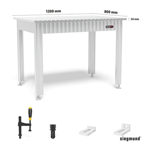 Siegmund Munkaasztal aluminium asztali profillal 1200x800 tartalmazza a kiegészítőket termék fő termékképe