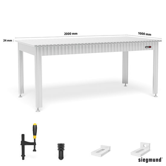Siegmund Munkaasztal aluminium asztali profillal 2000x1000 tartalmazza a kiegészítőket termék fő termékképe